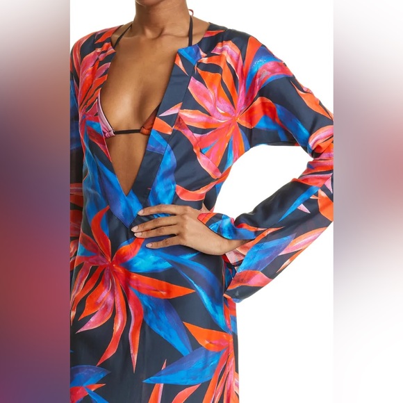 Louisa Ballou Floral Long-Sleeve Caftan and Bikini Set - Picture 5 of 15